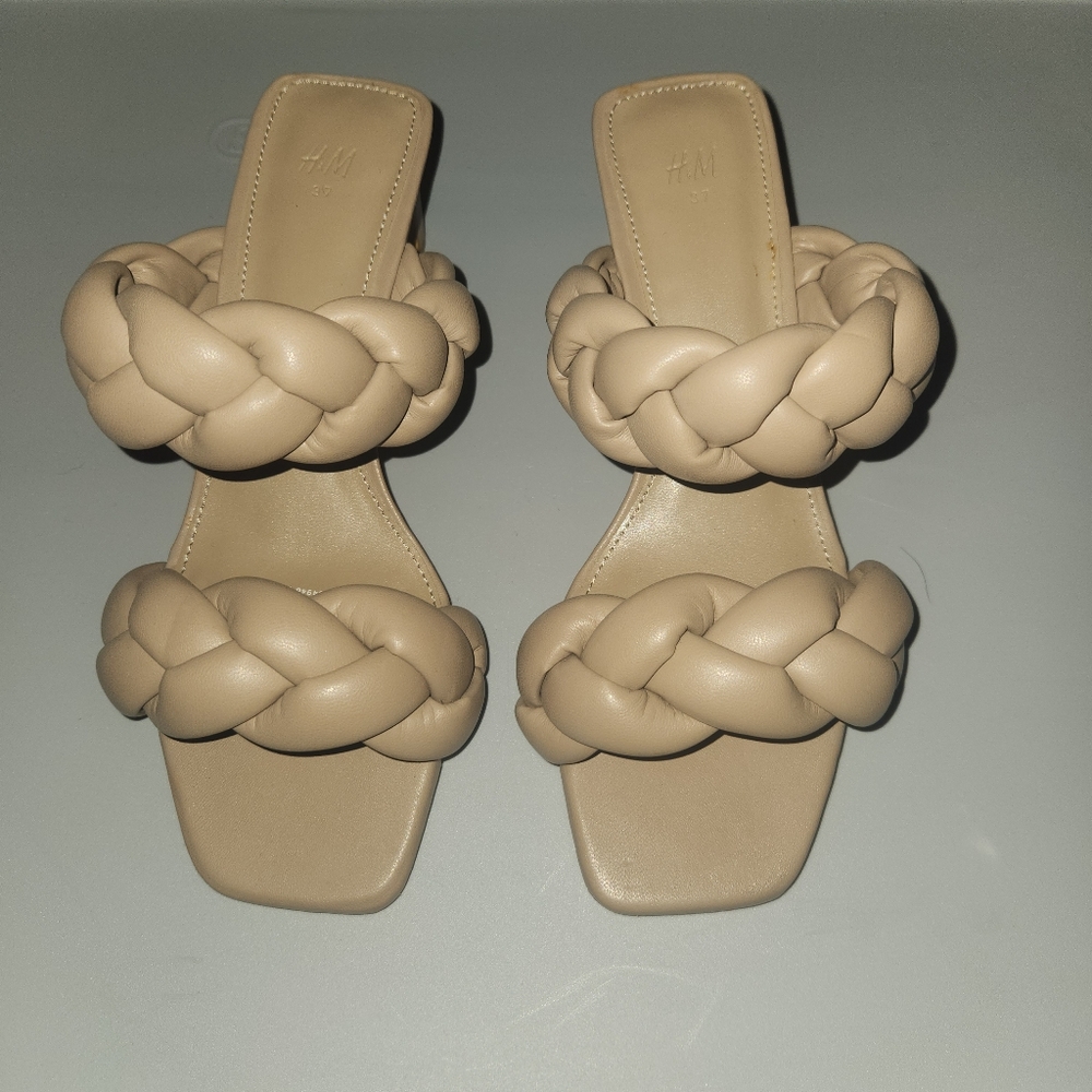 H&M Tan Braided Slip-in Sandals 6